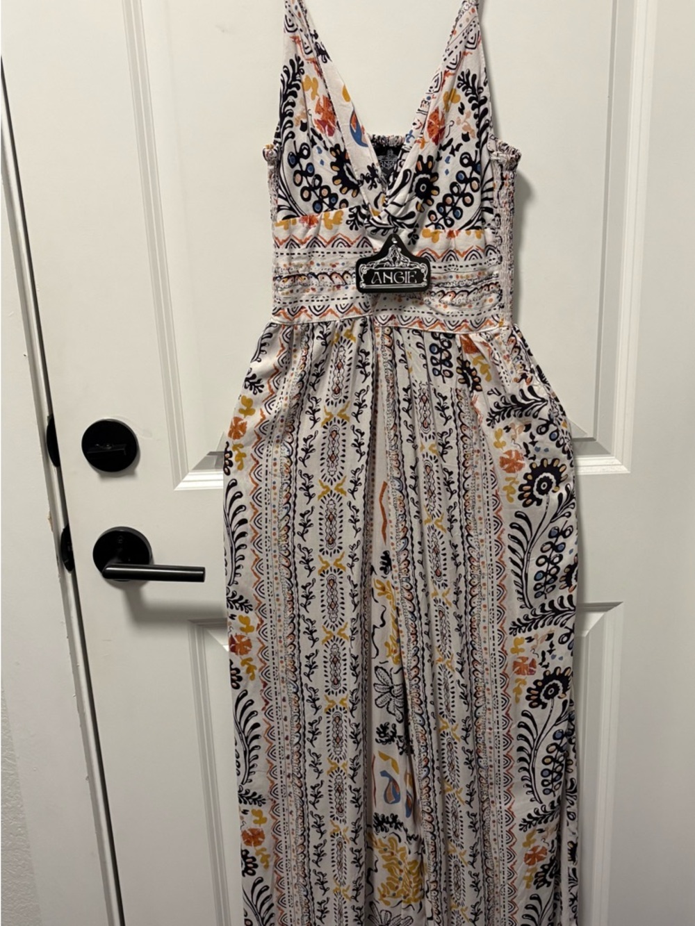 Angie NWT Boho Twist Front Cutout Wide Leg Jumpsuit M